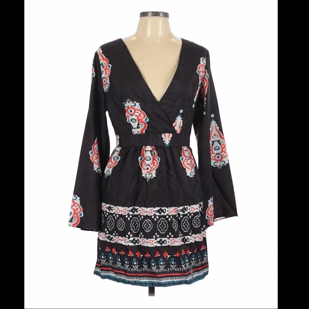 Fit and Flare Plunge Neck Dress